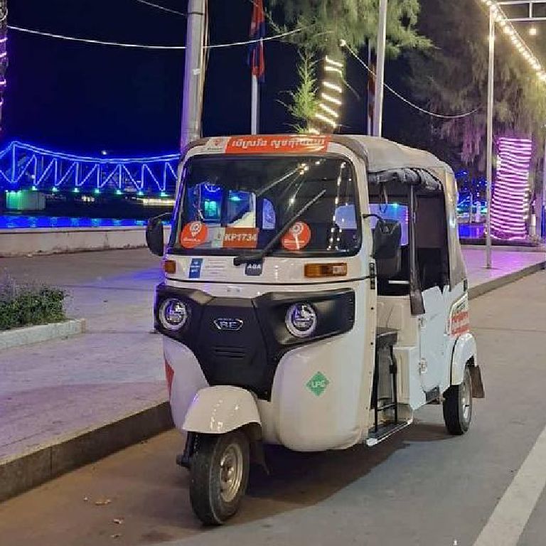 Tuktuk waiting outside Good Morning Kampot